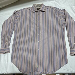 TAILORBYRD Purple Orange Gray Stripe Cotton Button Down Shirt sz XL
